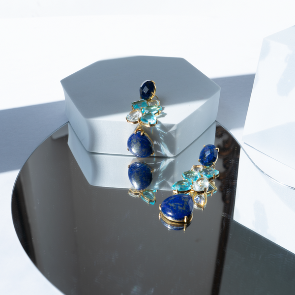 Aretes de piedra y cristal natural (varios colores) - MAJO BRACAMONTES JOYERIA