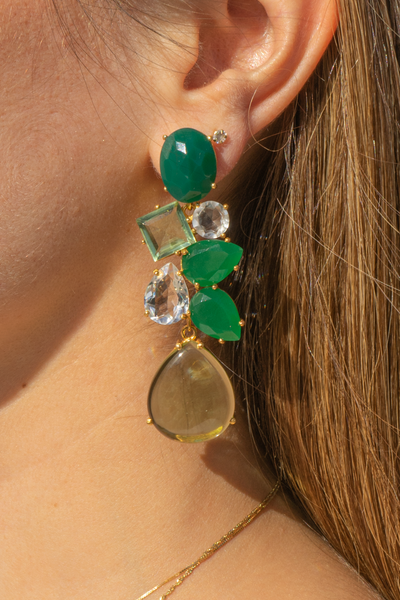 Aretes de piedra y cristal natural (varios colores) - MAJO BRACAMONTES JOYERIA