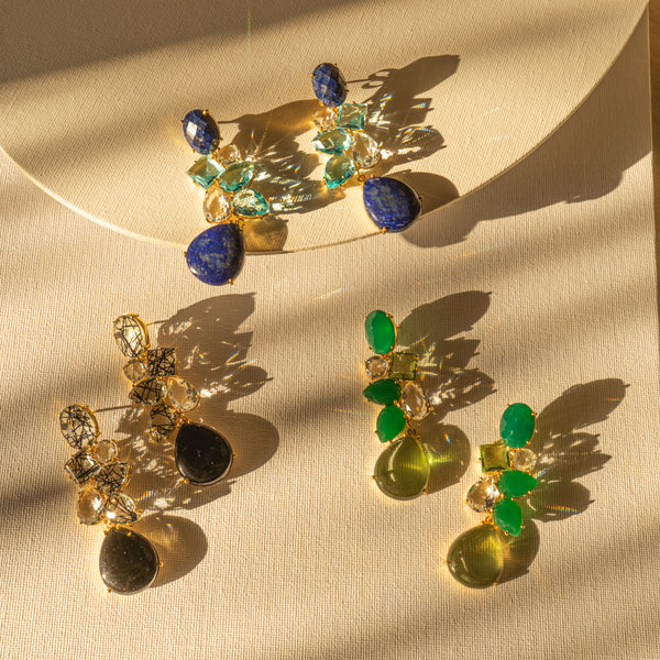 Aretes de piedra y cristal natural (varios colores) - MAJO BRACAMONTES JOYERIA