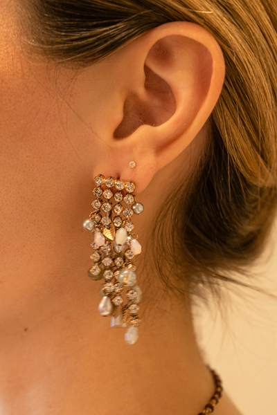 Aretes con cristales swarovski  y perlas