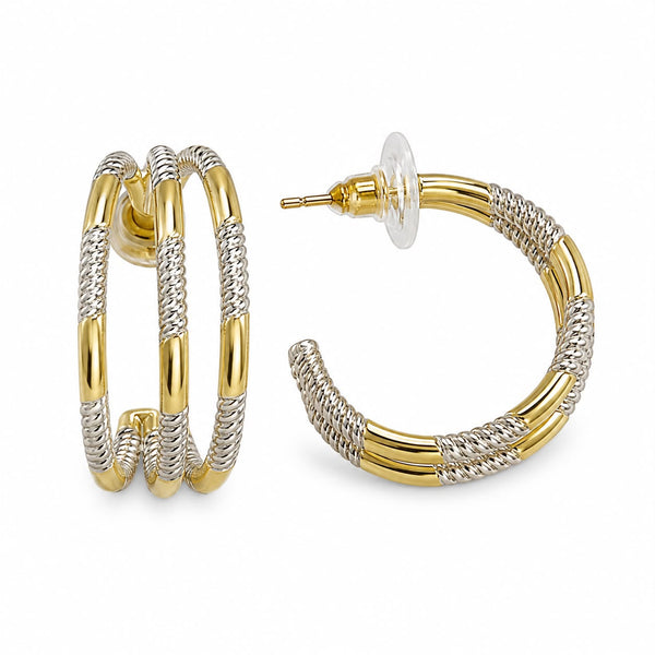 Hoops dorados con detalles plateados