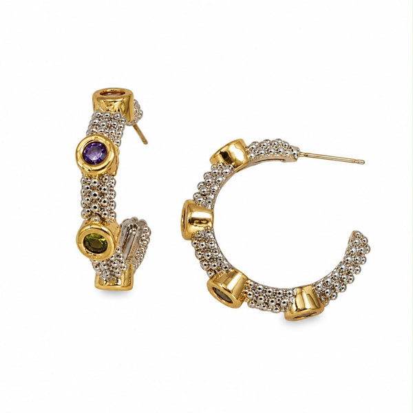 Hoops plateados con detalles dorados - MAJO BRACAMONTES JOYERIA 