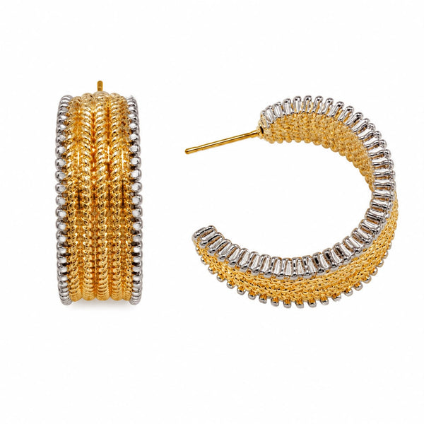 Hoops dorados con orilla plateada