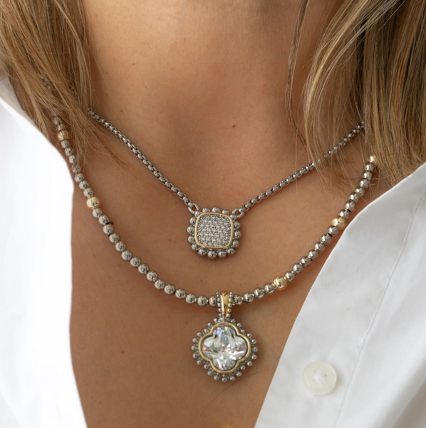 Collar plateado de trébol - MAJO BRACAMONTES JOYERIA 