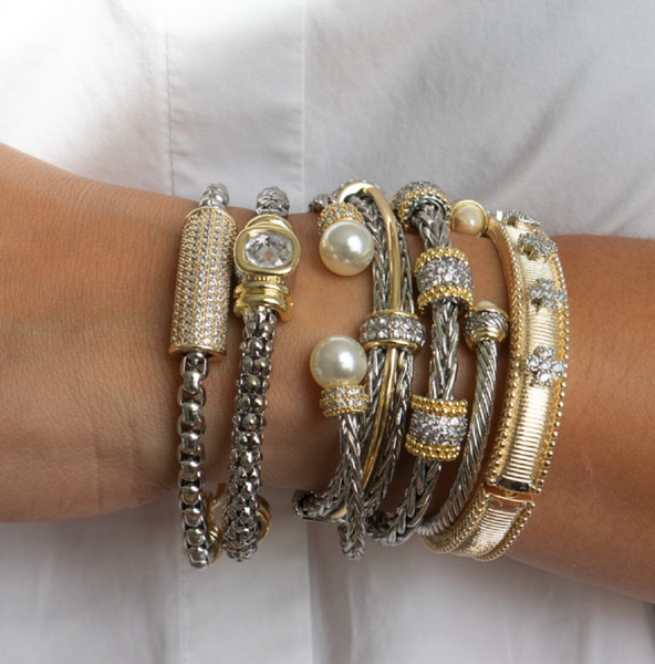 Pulseras rigidas con perla
