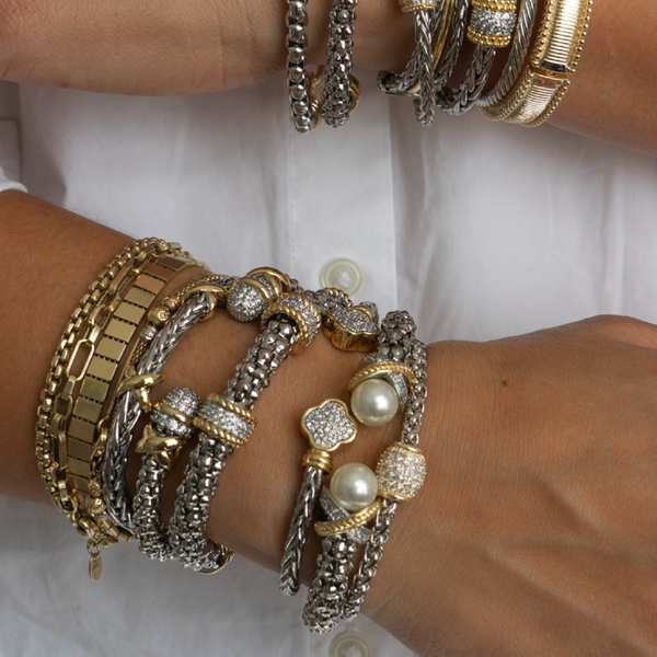 Pulseras rigidas con perla