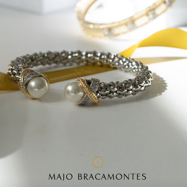 Pulseras rigidas con perla