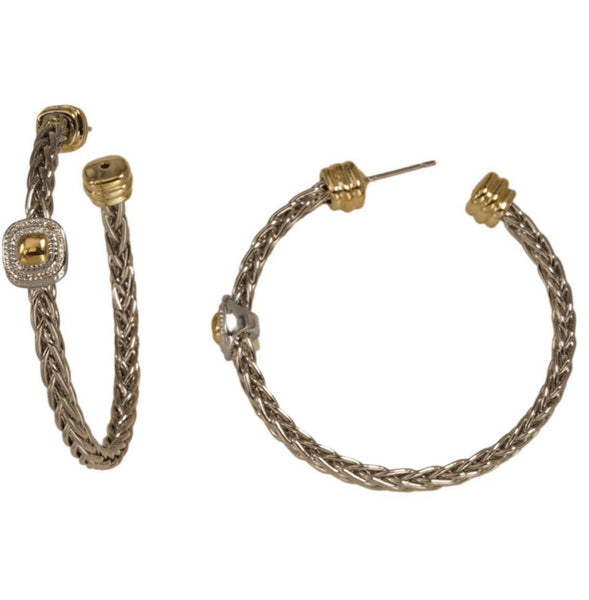 Hoops plateados con detalle dorado