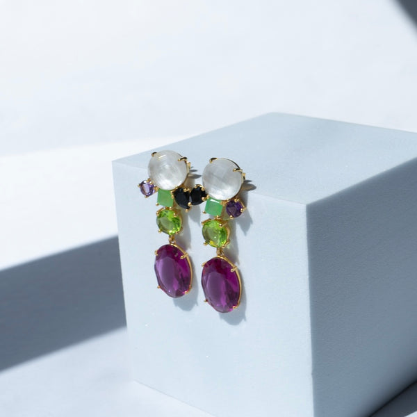 Aretes con cristal y piedra