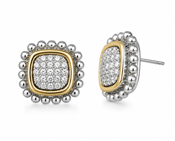 Juego de collar y studs plateados