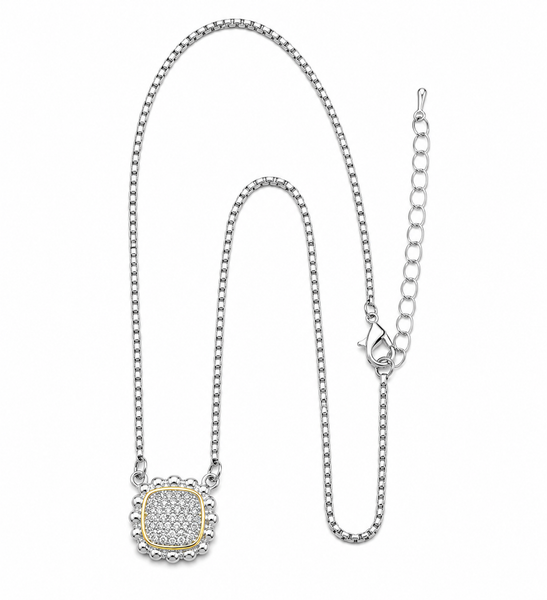 Juego de collar y studs plateados
