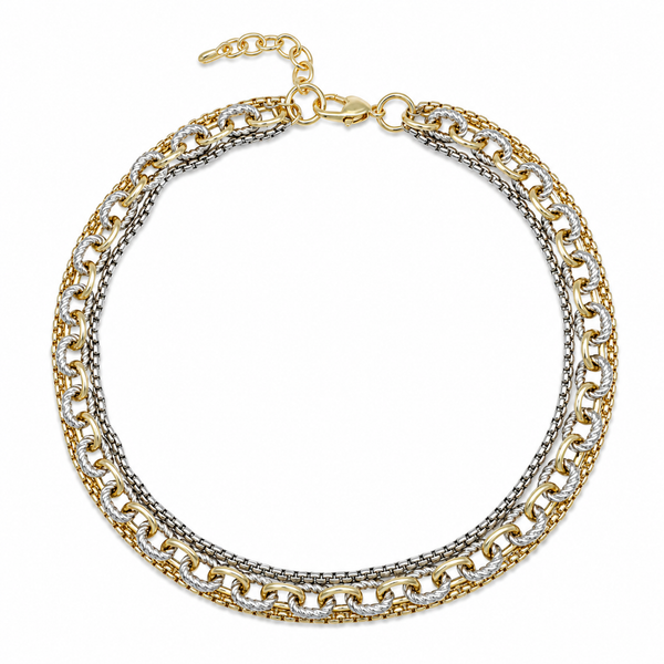 Collar con triple cadena bicolor - MAJO BRACAMONTES JOYERIA 