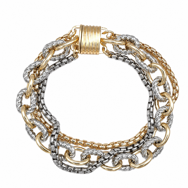 Pulsera bicolor de triple cadenas fina