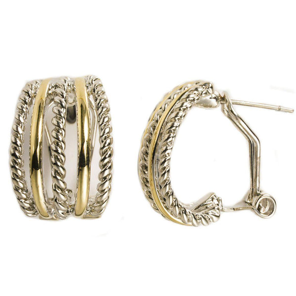 Hoops plateados con detalles dorados