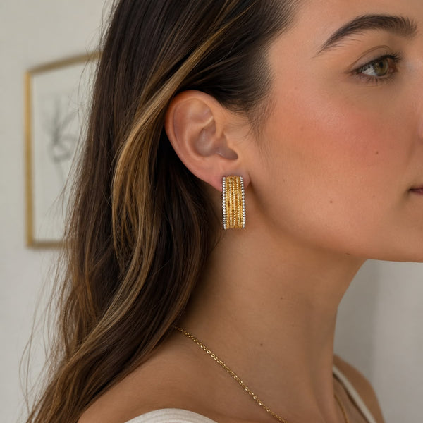 Hoops dorados con orilla plateada