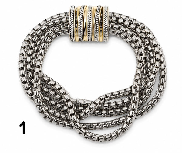Pulseras de imán plateadas con diamantes