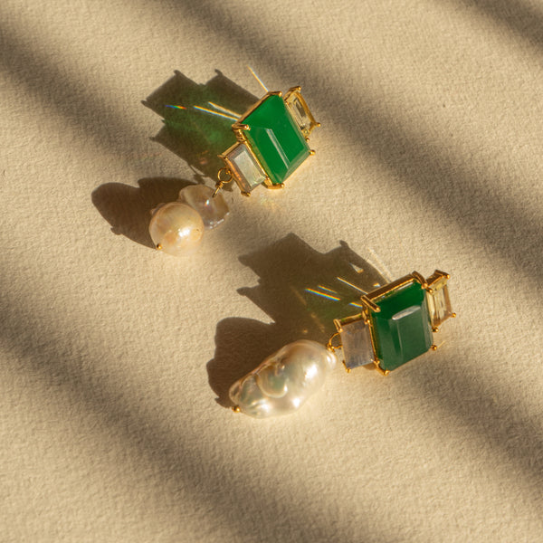 Aretes de piedra y cristal natural (varios colores )