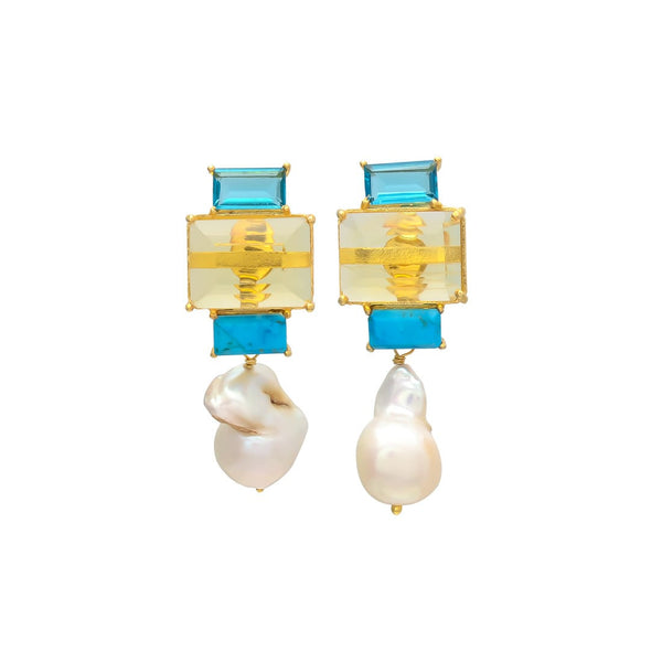 Aretes de piedra y cristal natural (varios colores )