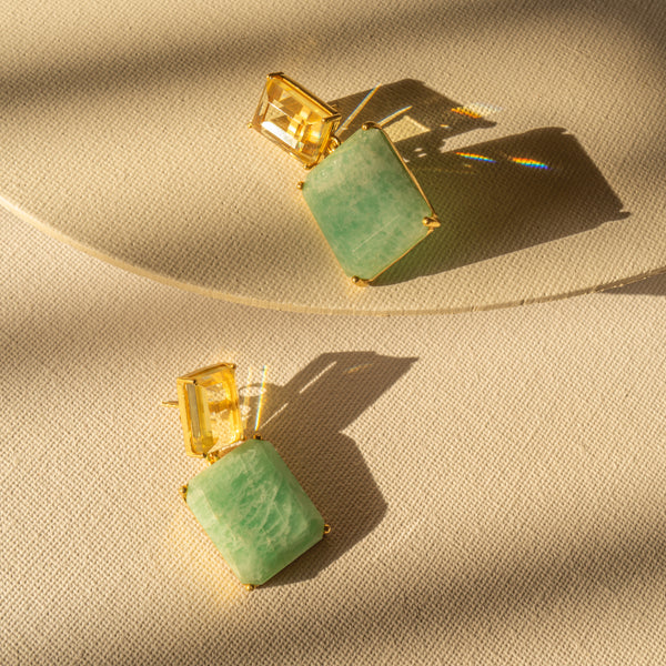 Aretes de piedra y cristal natural (varios colores)