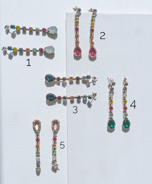 Aretes de cristales colgante (varios colores)